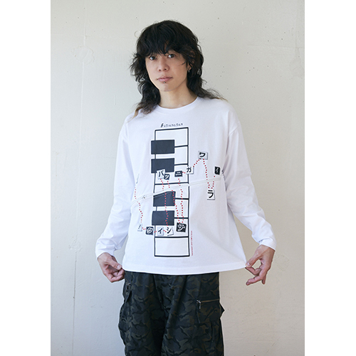 本音にチャックで苦笑いロンＴ(ホワイト)