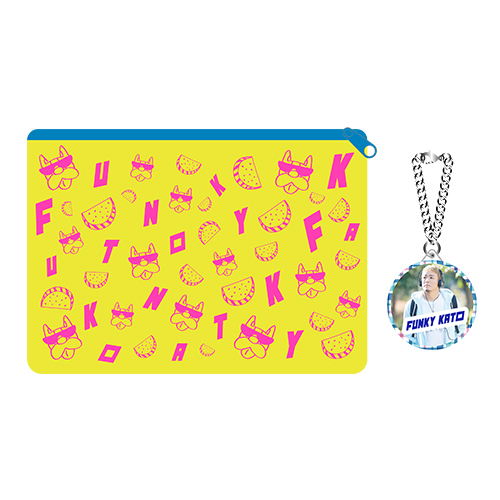 ファンキー加藤　ビニールクリアポーチ・ミラー缶バッジセット