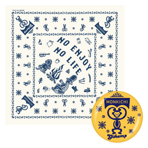 モン吉×GOHEMP オリジナルバンダナセット - White × Navy -