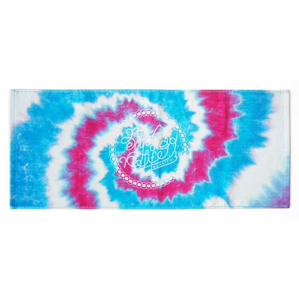 タイダイデザインフェイスタオル / pink × turquoise blue