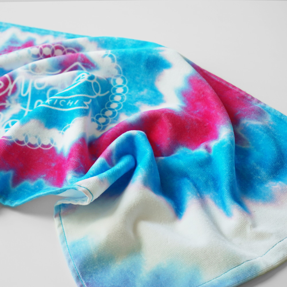 タイダイデザインフェイスタオル / pink × turquoise blue