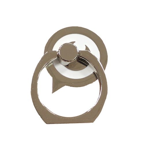 目玉スマホリング/シルバー×ホワイト