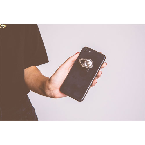 目玉スマホリング/シルバー×ホワイト