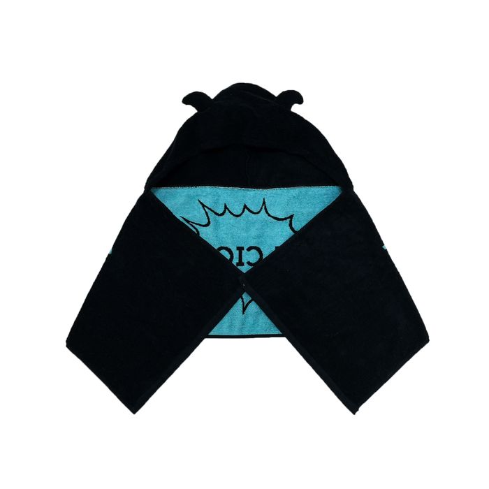 クラウンロゴフーディータオル/ブラック×ブルー