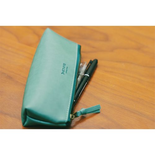 ドッグランフェイクレザーペンケース/エメラルドグリーン