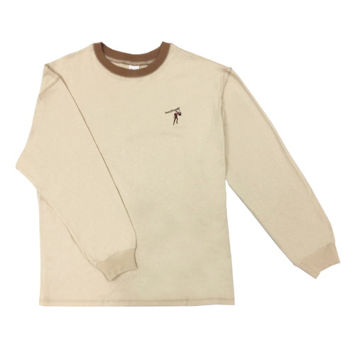 ポイント刺繍リンガーロンT/クリーム