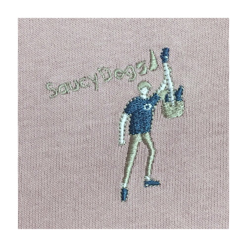 ポイント刺繍リンガーロンT/ピンクベージュ