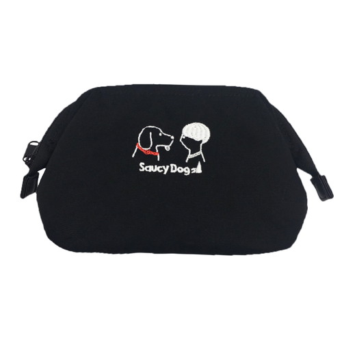 わんこ刺繍ポーチ/ブラック