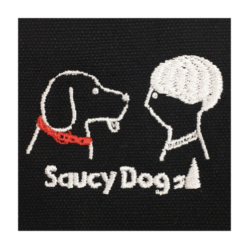 わんこ刺繍ポーチ/ブラック