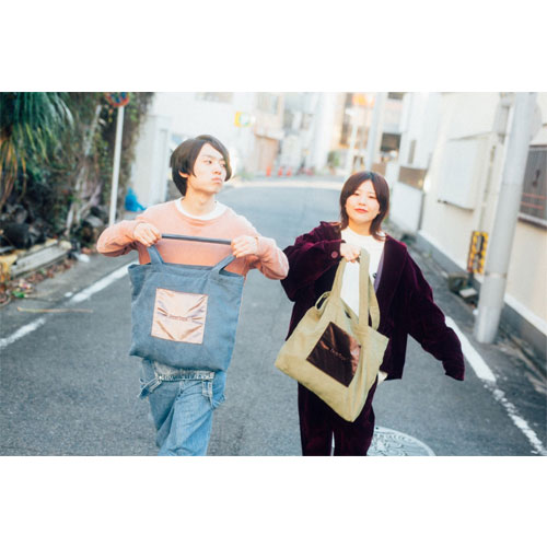 コーデュロイ×サテン トートバッグ/カーキベージュ