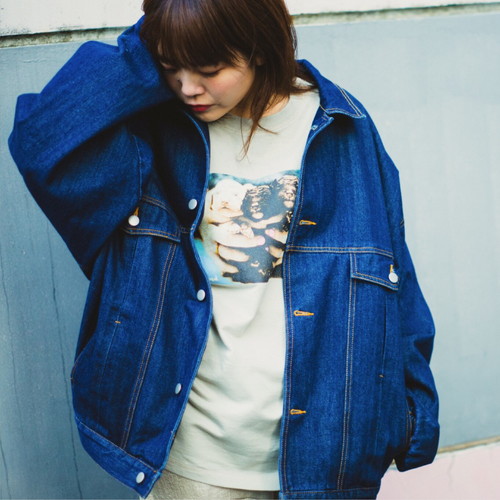 【4】古着風フォトロンT/カーキベージュ