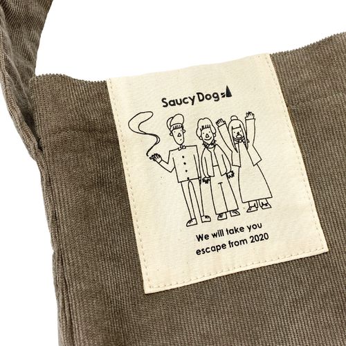 ポケット付きコーデュロイトート/ブラウン