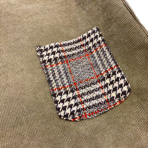 ポケット付きコーデュロイトート/ブラウン