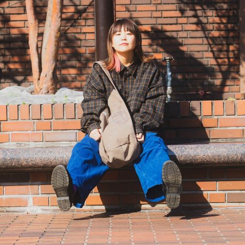 ポケット付きコーデュロイトート/ライトベージュ