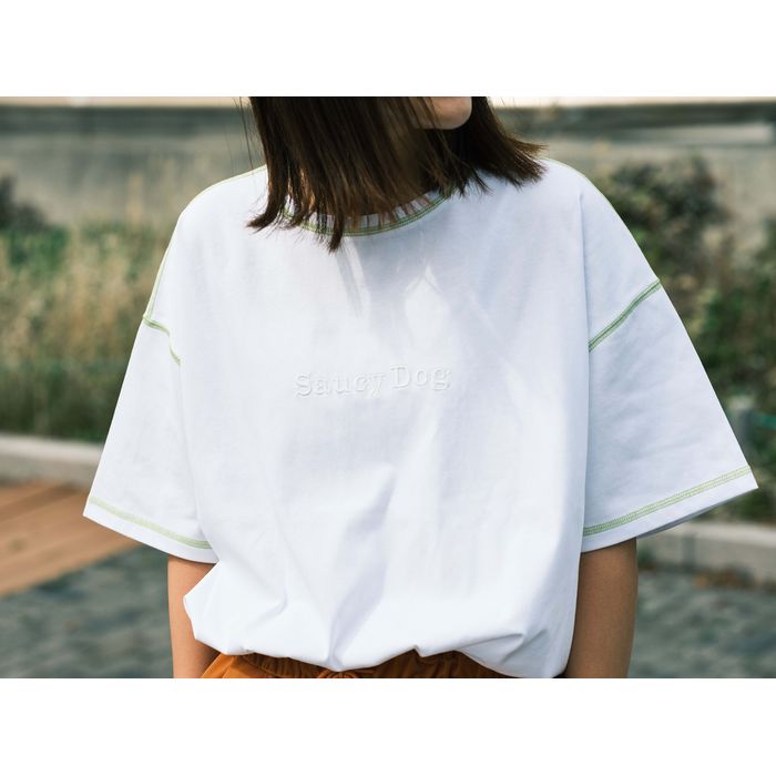 ステッチTシャツ/ホワイト