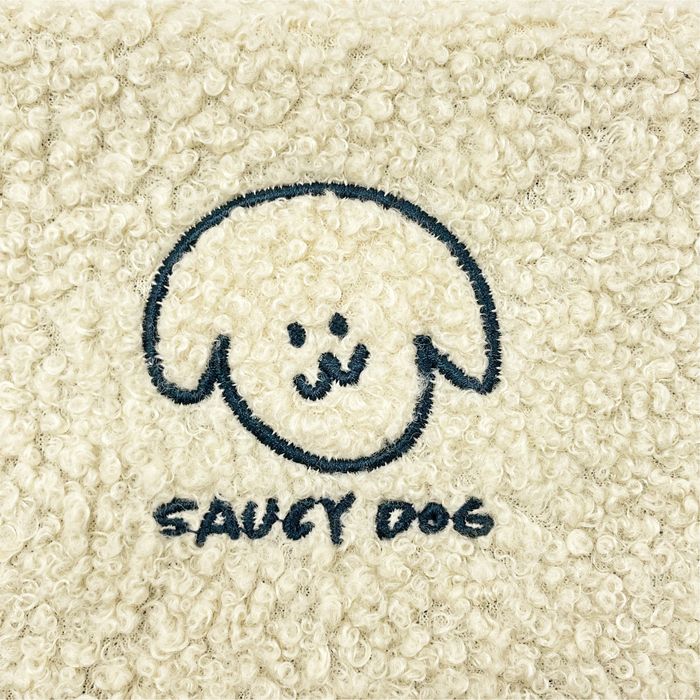 ふわふわペンケースポーチ/アイボリー×ネイビー