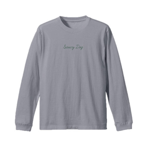 ロゴ刺繍ロンT/グレー