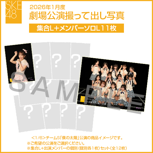 2026年1月度 劇場公演撮って出し写真 【11名公演】ソロ写真セット(集合L＋メンバーソロL11枚)