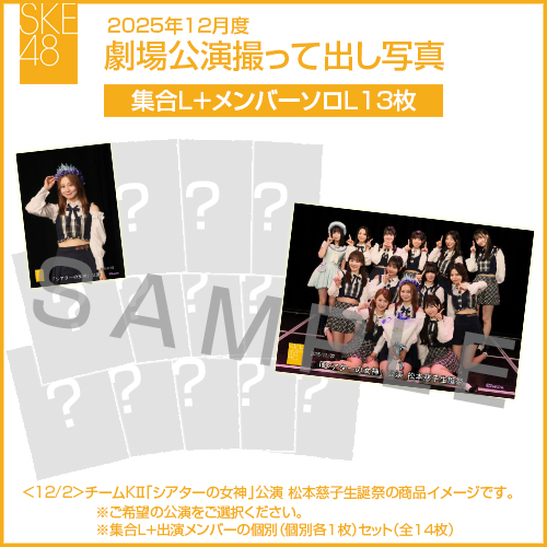 2025年12月度 劇場公演撮って出し写真 【13名公演】ソロ写真セット(集合L＋メンバーソロL13枚)