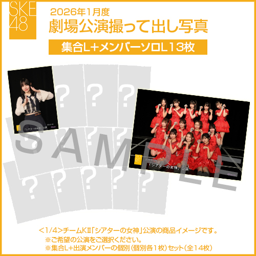 2026年1月度 劇場公演撮って出し写真 【13名公演】ソロ写真セット(集合L＋メンバーソロL13枚)