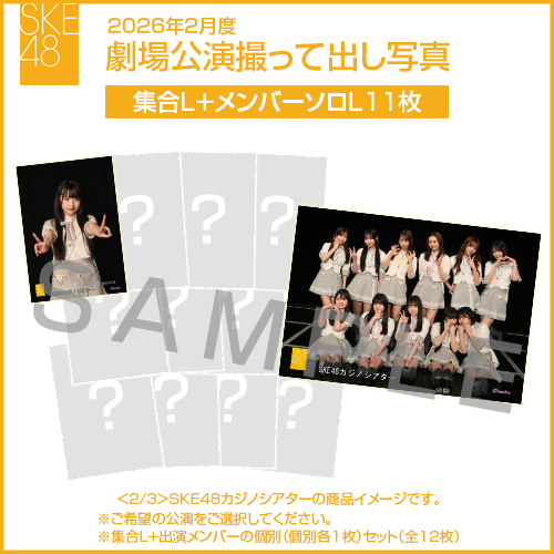 2026年2月度 劇場公演撮って出し写真 【11名公演】ソロ写真セット（集合L＋メンバーソロL11枚）
