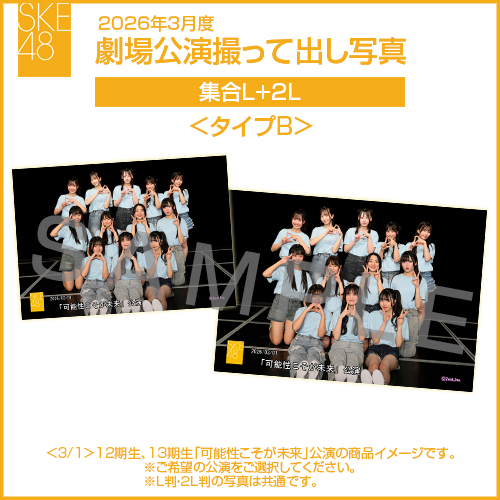 2026年3月度 劇場公演撮って出し写真 <タイプB>2Lセット（集合L＋2L）