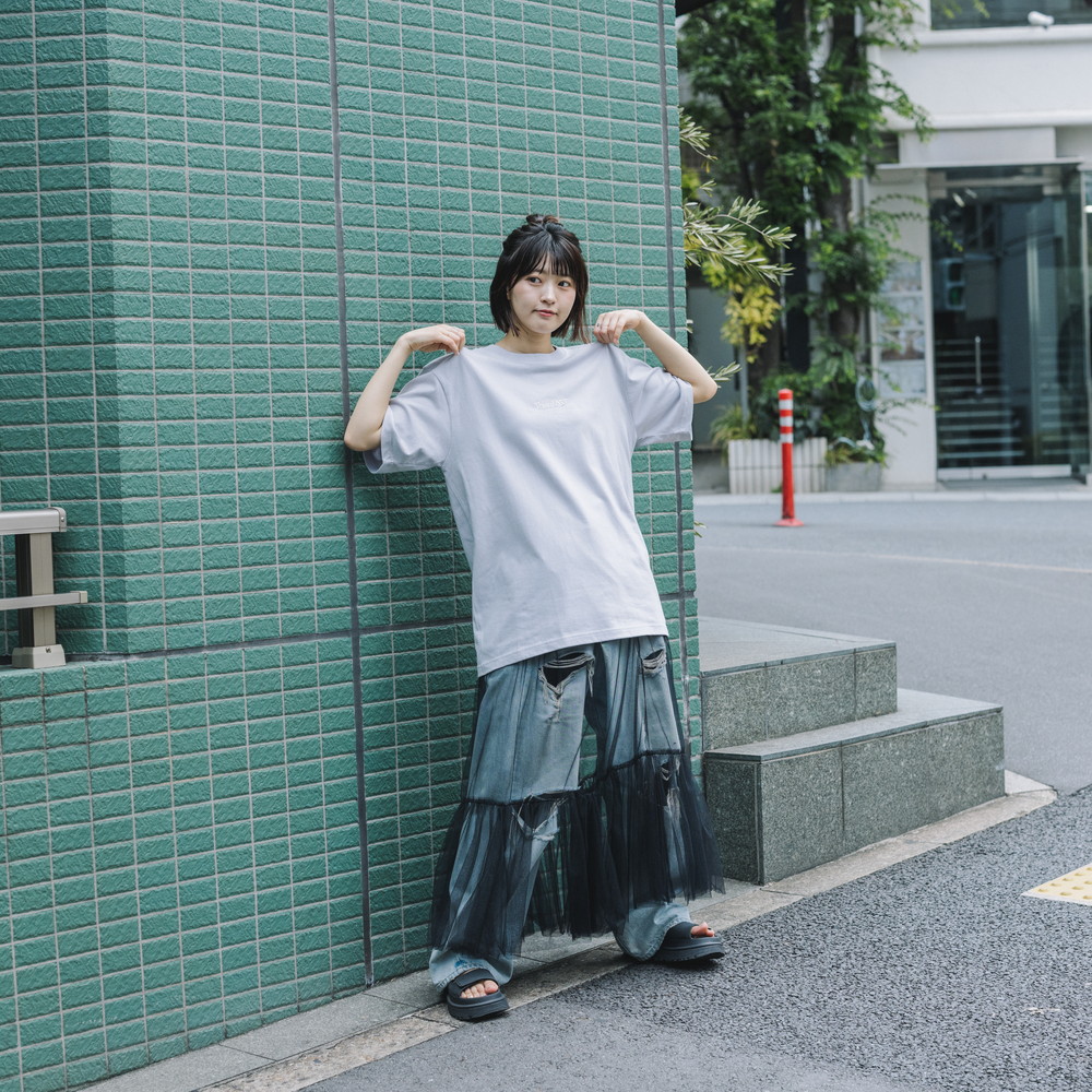 【Limited】マーブル刺繍ロゴTシャツ [フロストパープル]