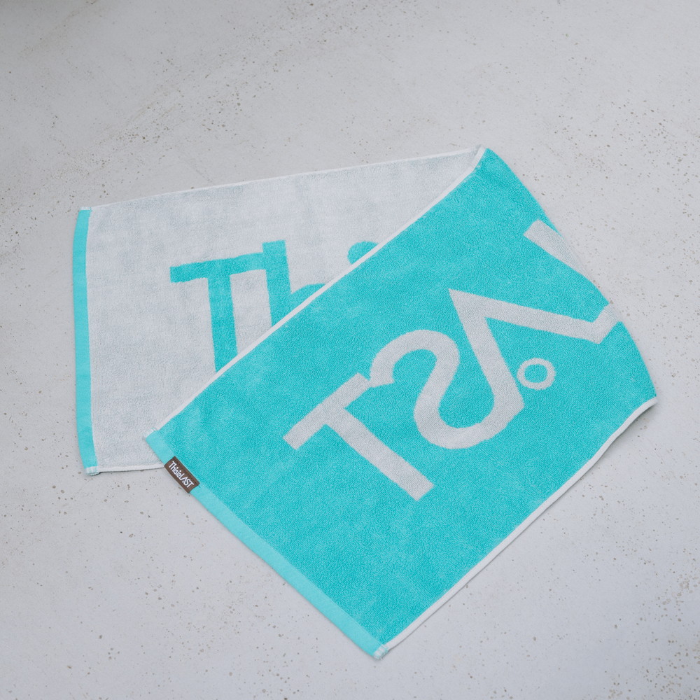 ロゴジャガードタオル [ライトグレー×アクアグリーン]