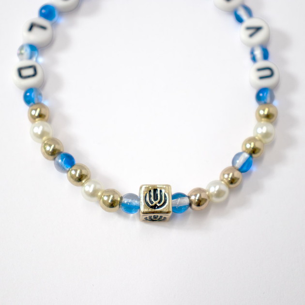 ビーズブレスレットA/ロゴ（ブルー）