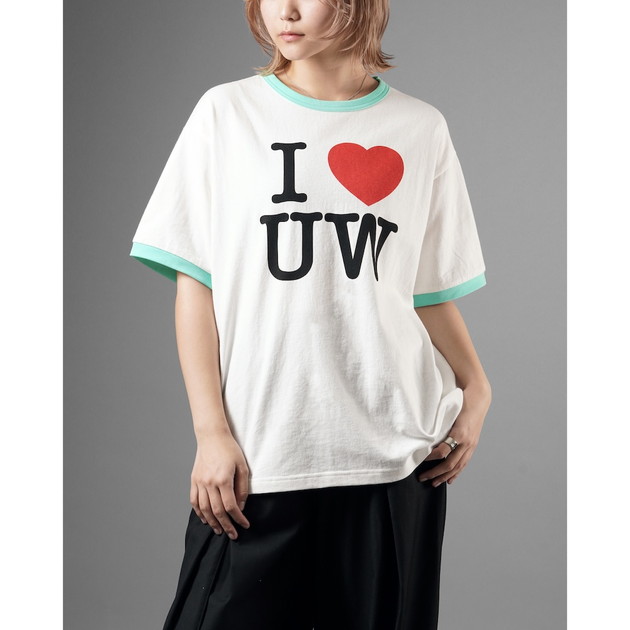 UVERworld×SAINT Mxxxxxx RINGER T-SHIRT（ホワイト×ターコイズ）