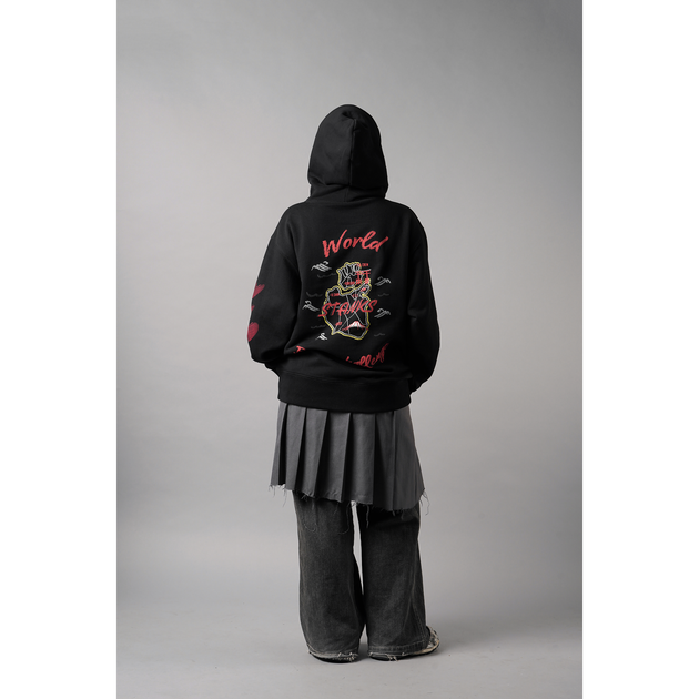 【信人 Produce】HEART WORLD HOODIE（ブラック）