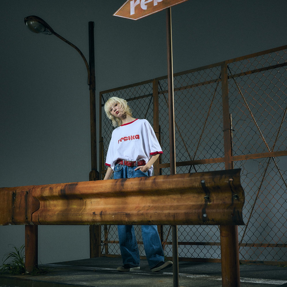 Logo Ringer T-shirt “replica ZERO” [Red x White]