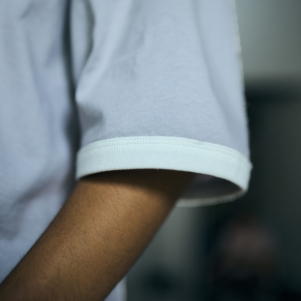 Logo Ringer T-shirt “replica ZERO” [White x Gray]