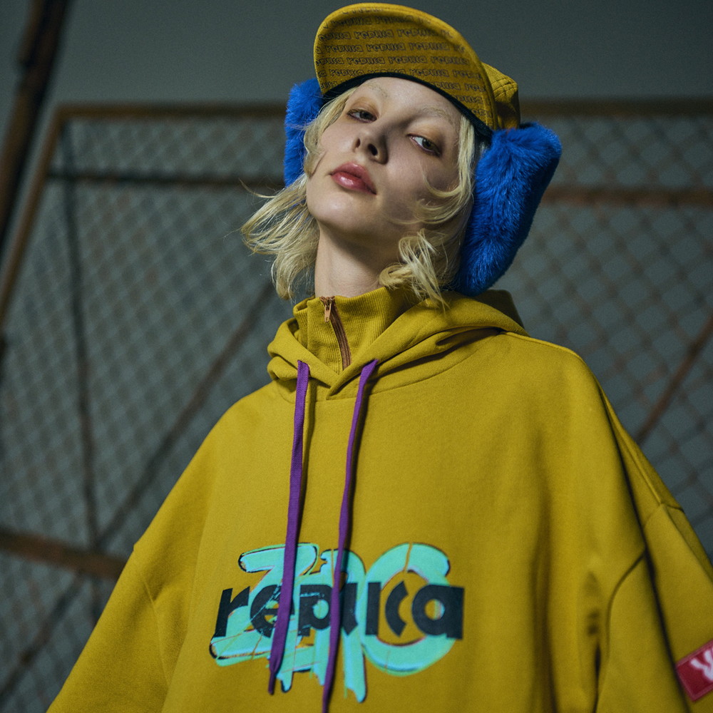 Logo Hoodie “replica ZERO”[Mustard]