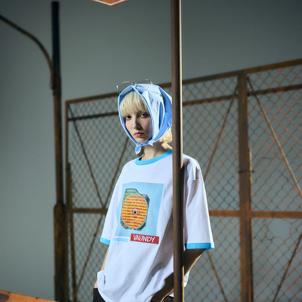 【VAWS limited】Logo Ringer T-shirt “replica ZERO”[White x Blue]