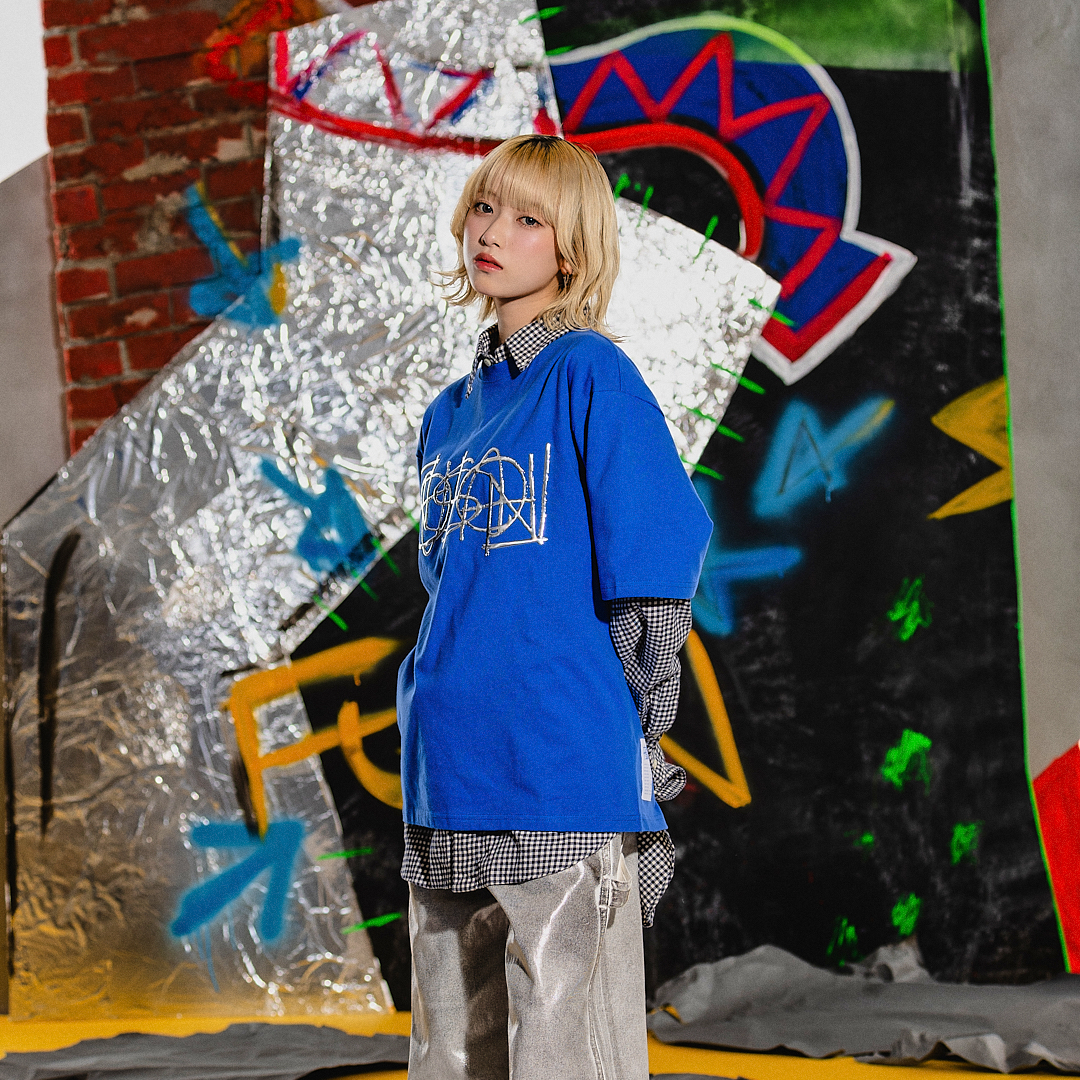 Metal Logo T-shirt "FUSION"［Blue］