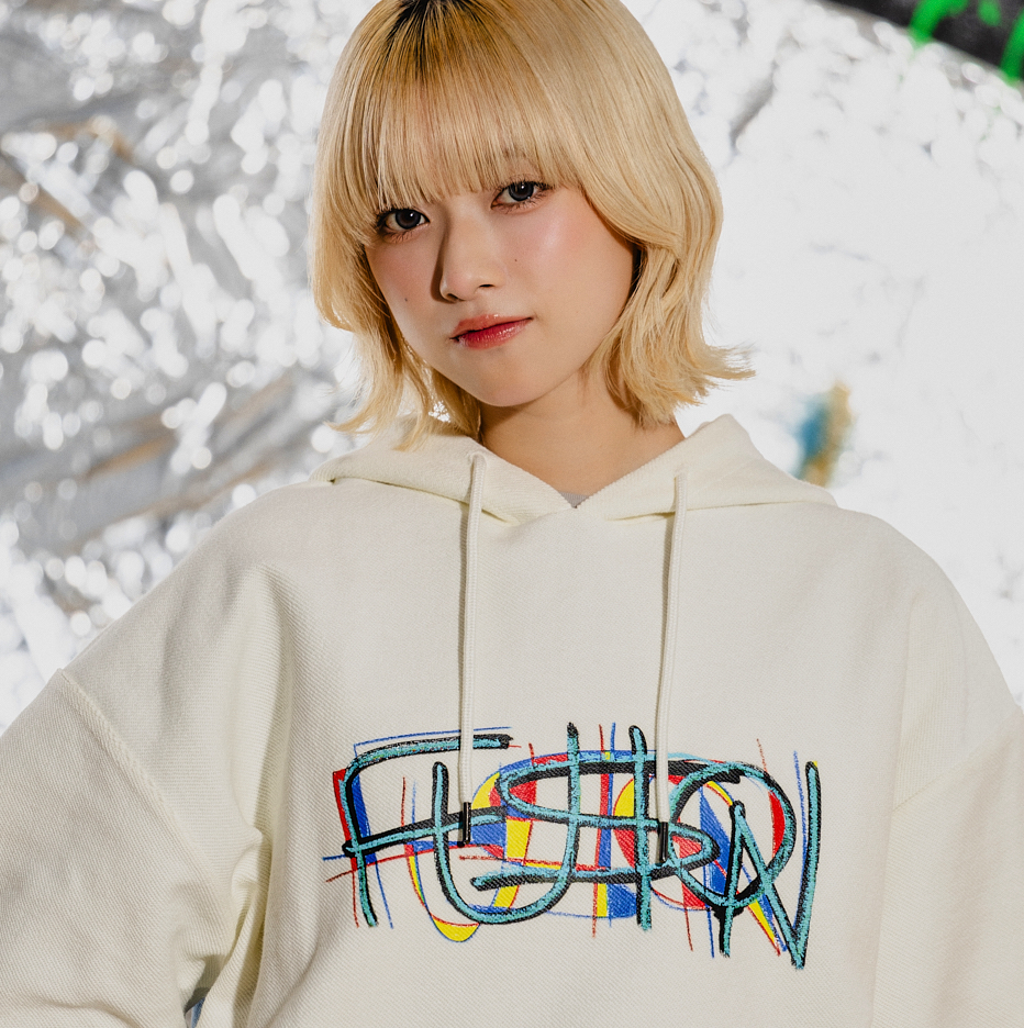 Logo Hoodie "FUSION" ［White × Denim］