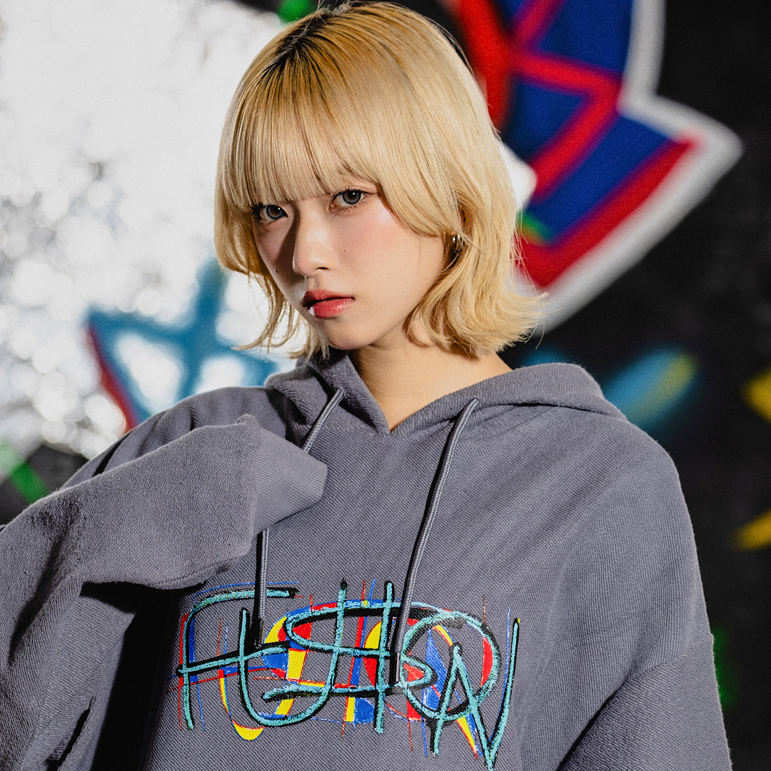 Logo Hoodie "FUSION" ［Gray × Denim］