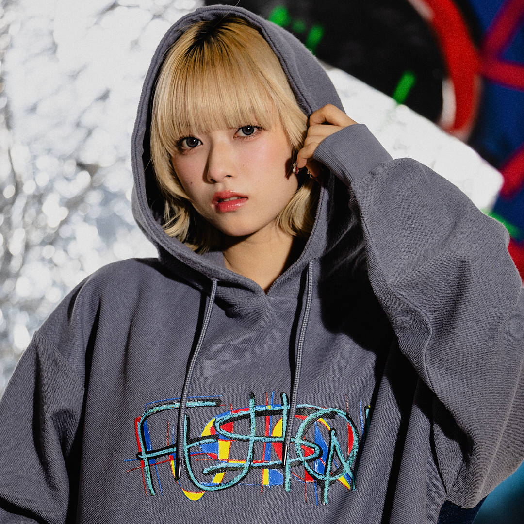 Logo Hoodie "FUSION" ［Gray × Denim］