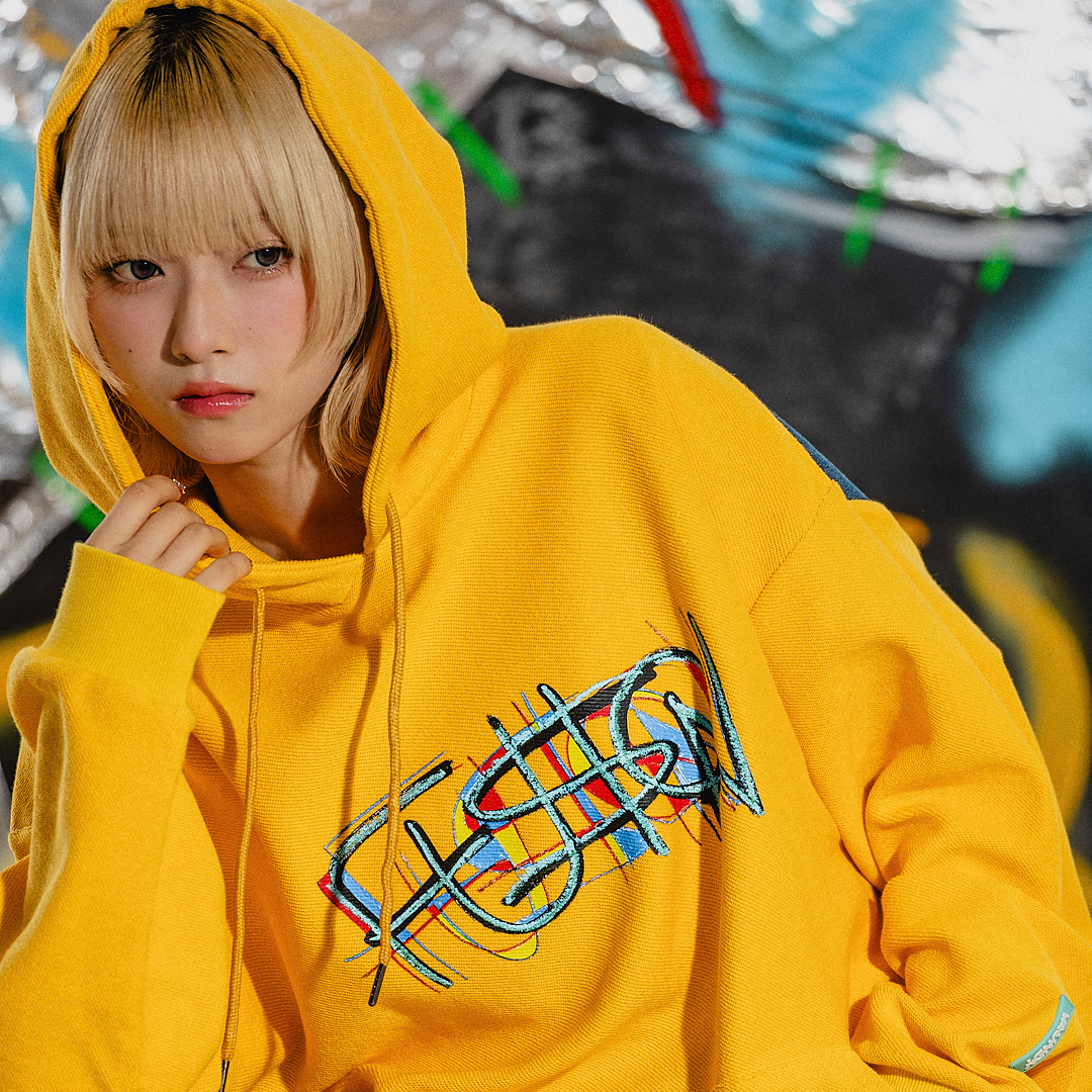 【VAWS limited】Logo Hoodie "FUSION" ［Yellow × Denim］