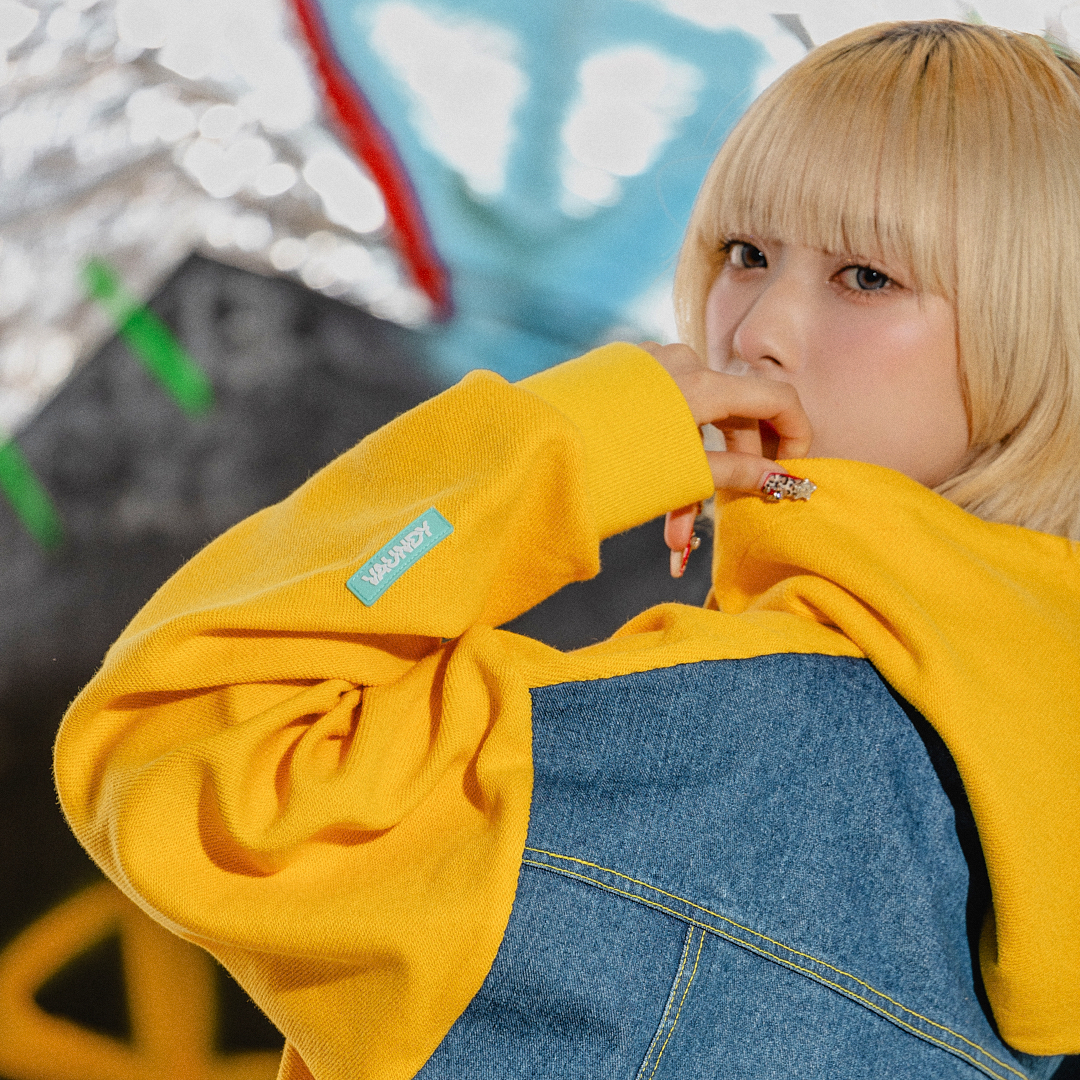 【VAWS limited】Logo Hoodie "FUSION" ［Yellow × Denim］