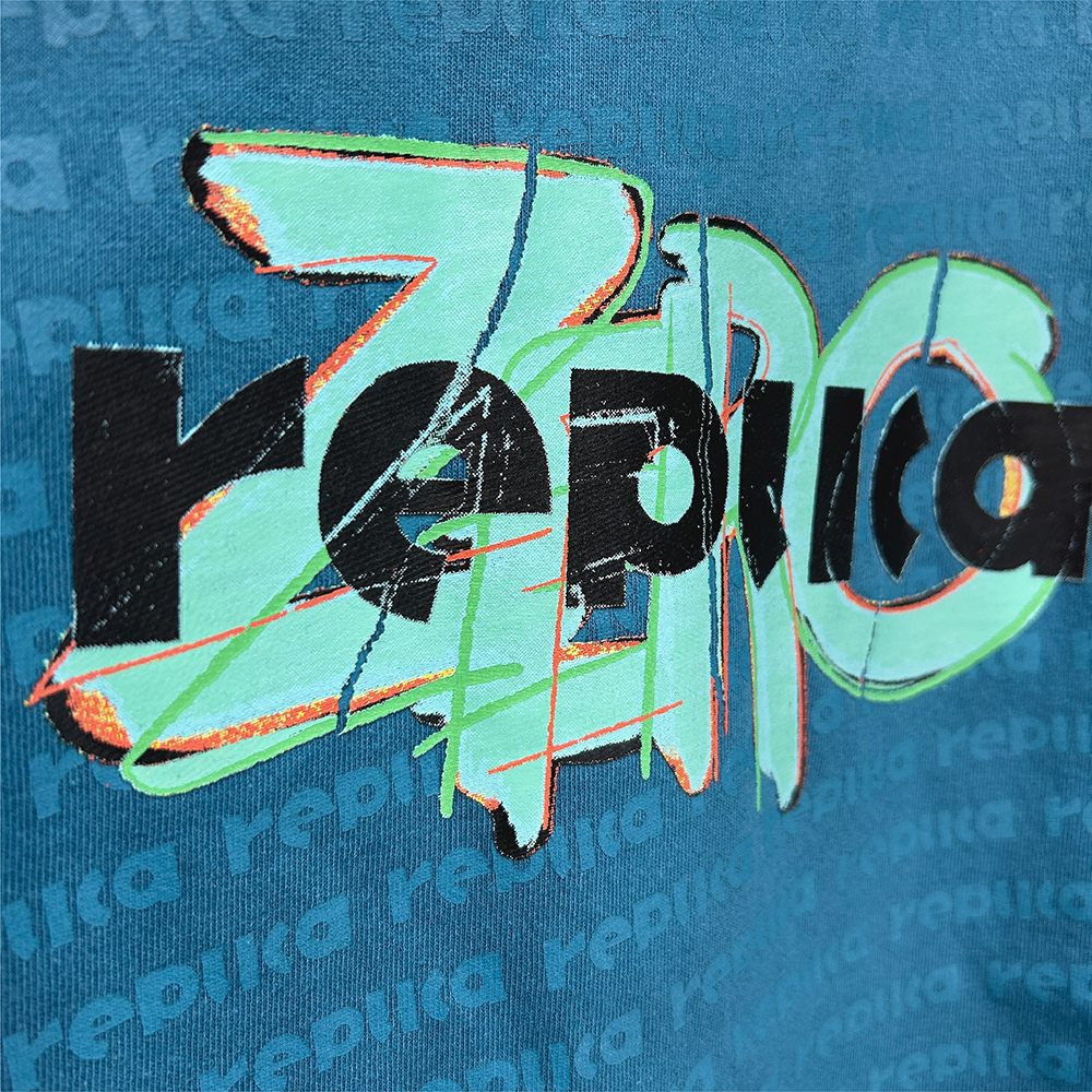 【VAWS limited】Short Sleeve Patterned T-shirt “replica ZERO”[Blue Green]