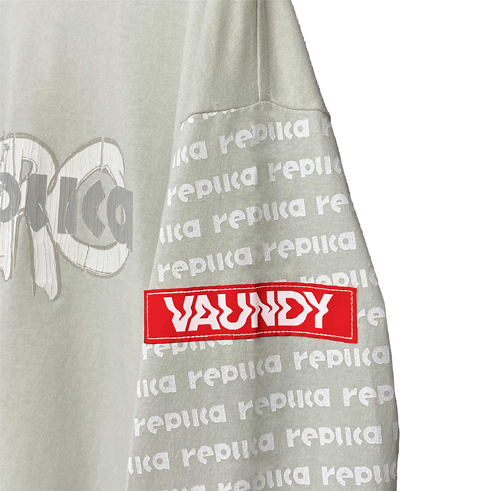 Long Sleeve Patterned T-shirt “replica ZERO”[Light Gray]