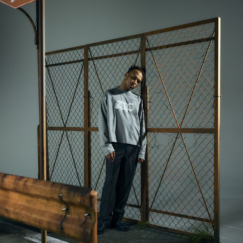 【VAWS limited】Long Sleeve Patterned T-shirt “replica ZERO”[Charcoal Gray]