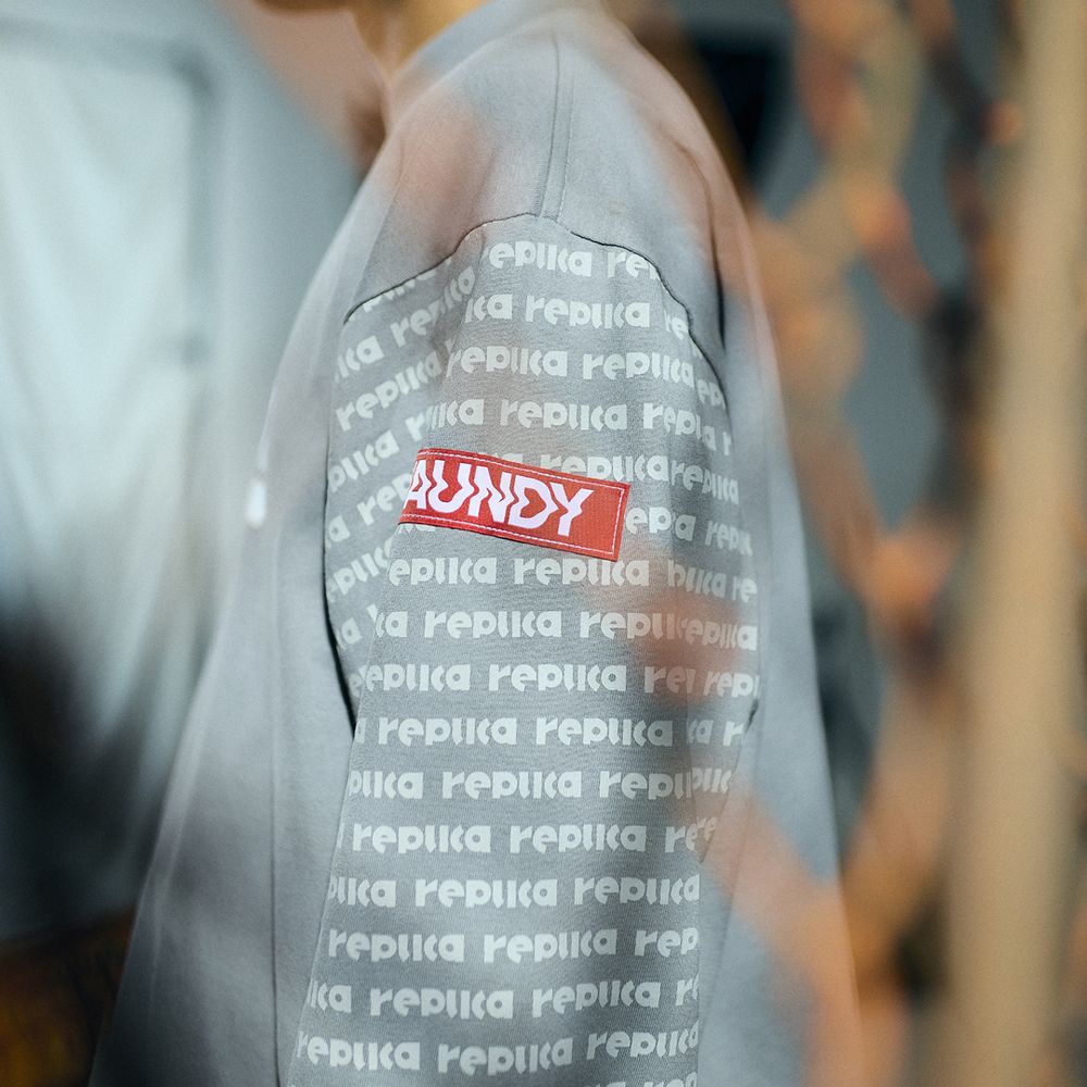 【VAWS limited】Long Sleeve Patterned T-shirt “replica ZERO”[Charcoal Gray]