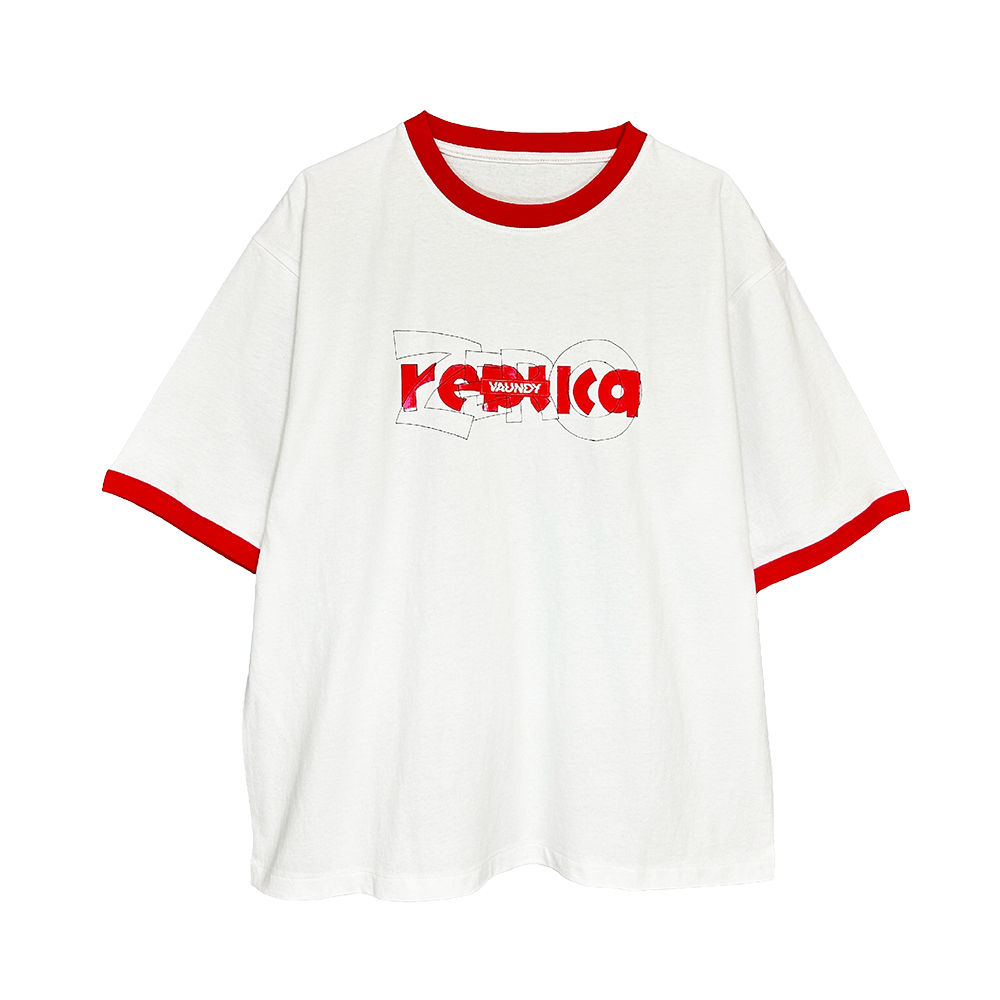 Logo Ringer T-shirt “replica ZERO” [Red x White]
