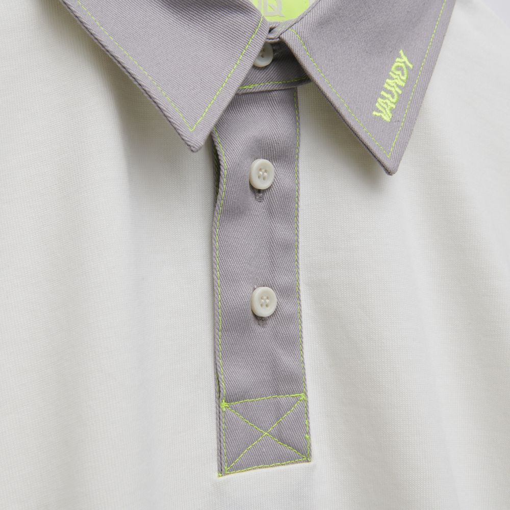 【Limited】Long Sleeve Polo Shirts “SHINKOKYU”[White x Light Gray ]