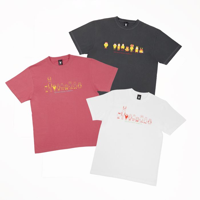 「月と猫のダンス」再び踊る動物Tシャツ<赤>