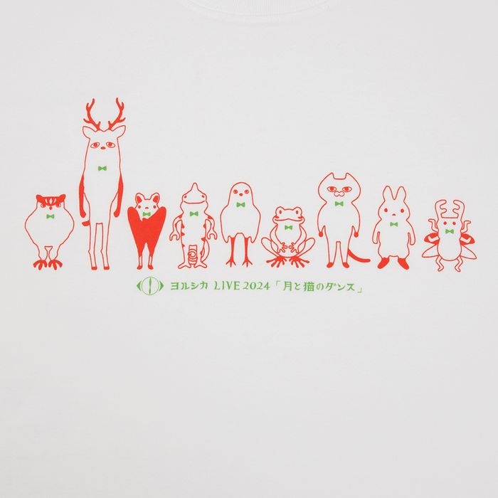 「月と猫のダンス」再び踊る動物Tシャツ<白>