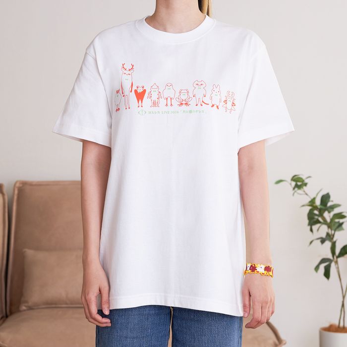 「月と猫のダンス」再び踊る動物Tシャツ<白>